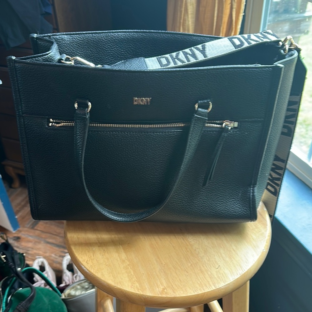 DKNY Black Leather Tote Bag